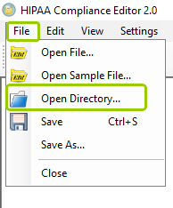 The "Open Directory..." option is under the "File" tab.