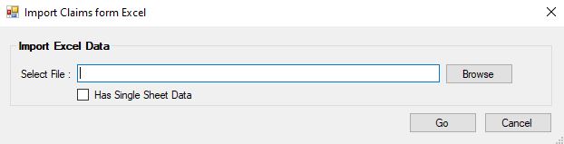 The "Import Claims from Excel" window.