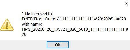 Pop-up confirmation of file saved.