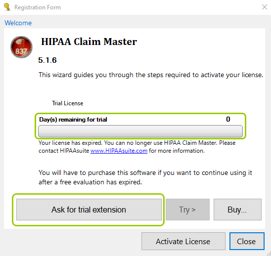 The "Registration Form" window.