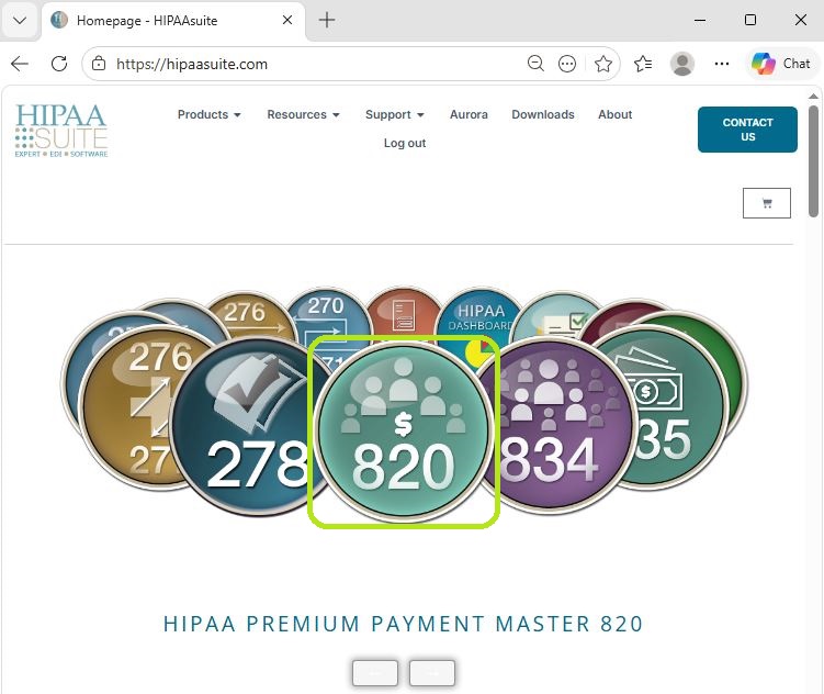 The Premium Payment Master 820 Icon in the HIPAAsuite website homepage. 