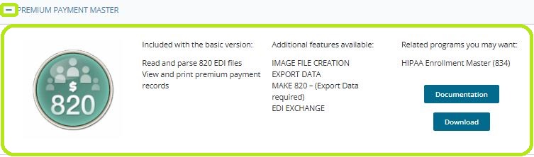 The "(+)" option displays the details of the application.