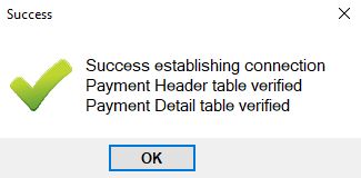 Message pop-up if the connection was established successfully.
