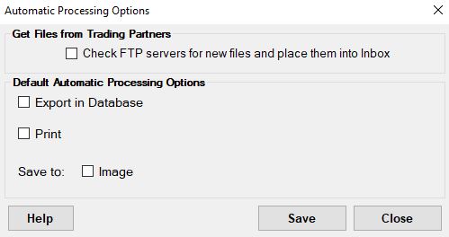 EDI Exchange Automatic Processing options.