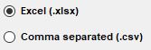 The two file format types are .xlsx and .csv.
