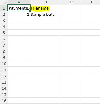 The Excel file along with the "Filename" field included.