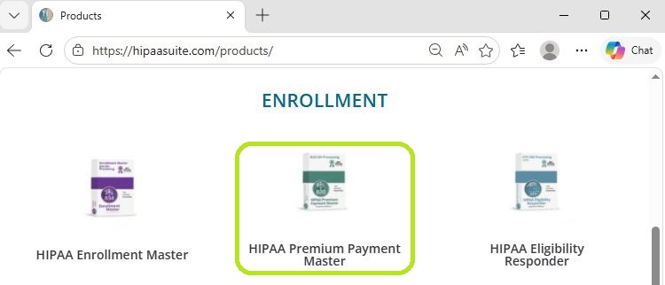 The Products page after clicking on the Products option at the top left of the website. 