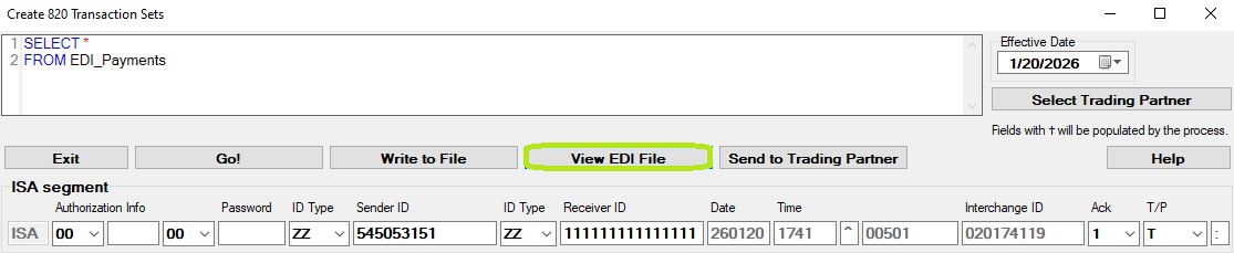 The "View EDI File" button.