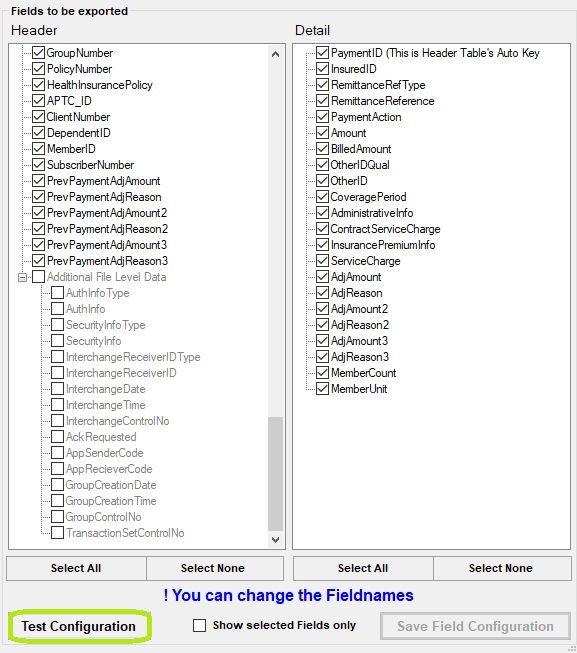 The "Test Configuration" button.