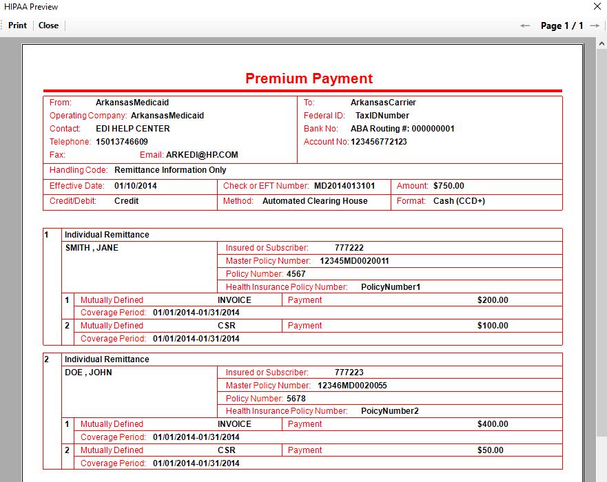 The 820 EDI file is displayed in a separate window.