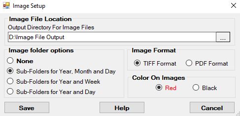 The "Image File Options" window. The "Image File Options" window.