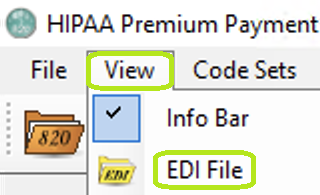 The "EDI Editor" option is under the "View" tab.