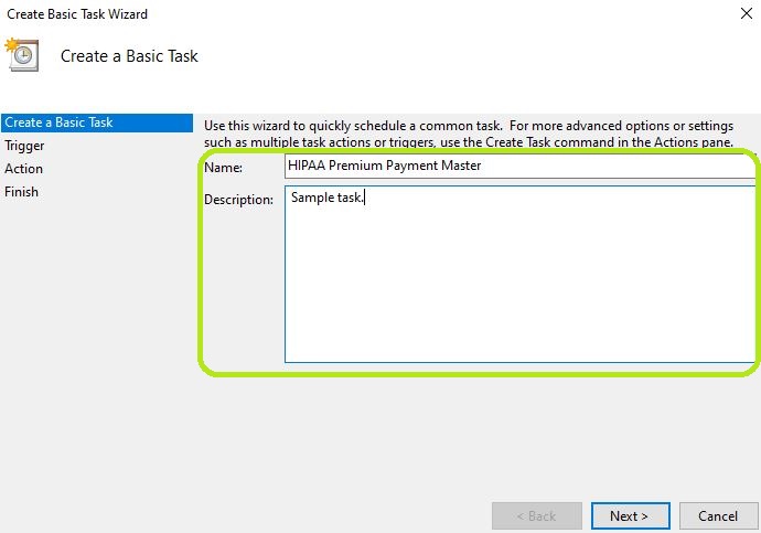 Fill in the "Name" and "Description" text boxes.