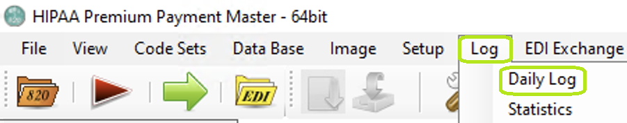 The "Daily Log" option is in the "Log" tab.