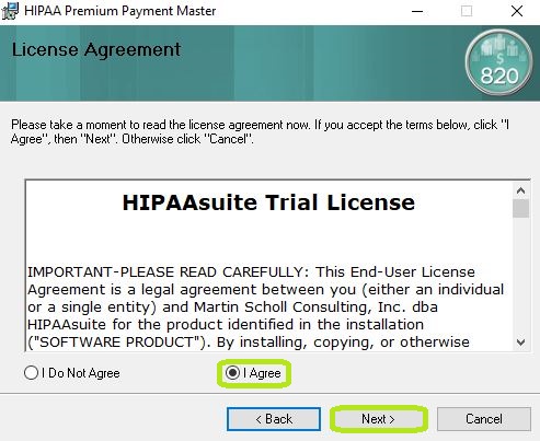 The "License Agreement" window. The "License Agreement" window.