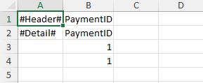 Sample of a single sheet Excel spreadsheet with both header and detail rows.