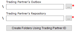 The "Create Folders Using Trading Partner ID" button. The "Create Folders Using Trading Partner ID" button.