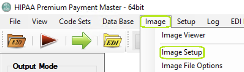The "Image Setup" menu. The "Image Setup" menu.