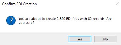The "Confirm EDI Creation" pop-up.