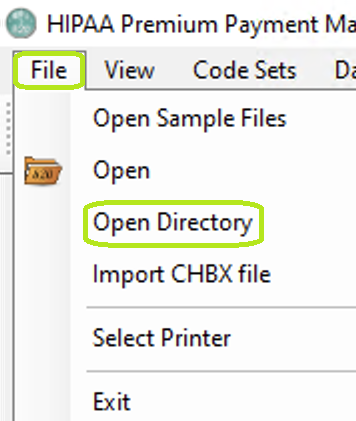 The "Open Directory" menu.