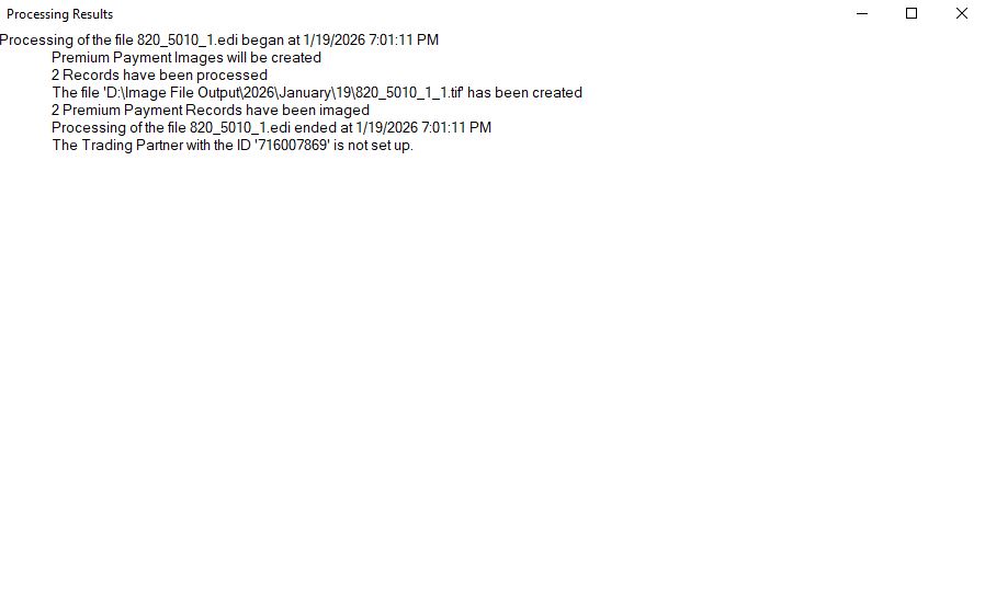 The "Processing Results" window. The "Processing Results" window.