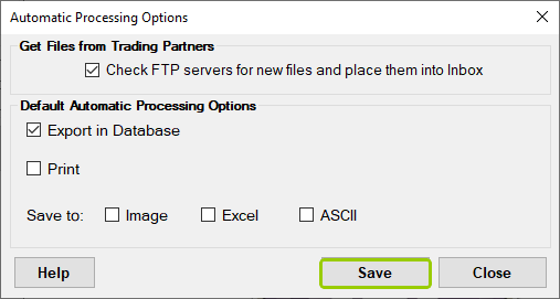 3.5 automatic processing options save em