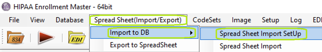 The "Import to DB" window.