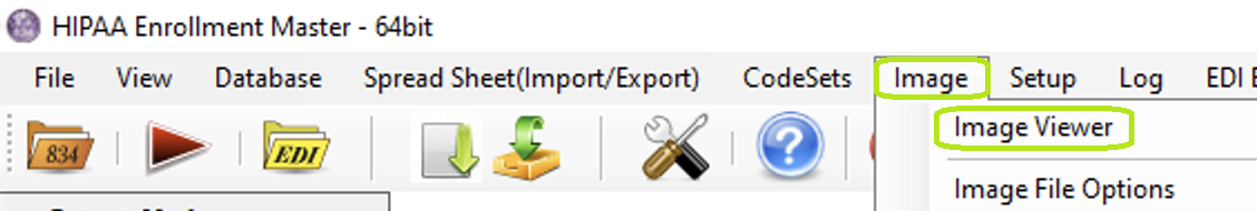 The "Image Viewer" option is in the main menu window.