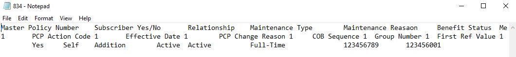 A single record as ASCII flat file.