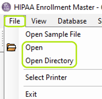 The "Open" and "Open Directory" options are under the "File" tab on the main menu.