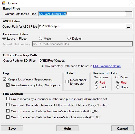 The "Application Setup" window.