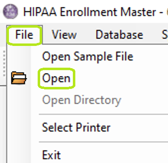Click the "Open" tab to search for an EDI file.
