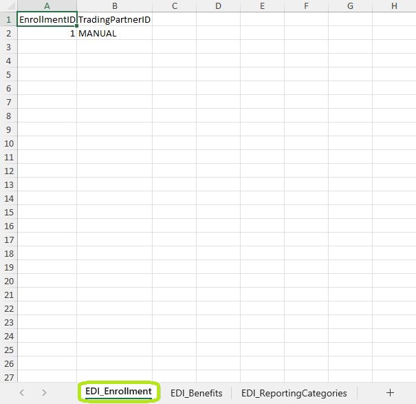 Sample of a multiple sheet Excel spreadsheet in the "Enrollment" tab. Sample of a multiple sheet Excel spreadsheet in the "Enrollment" tab.