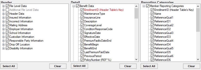 These are the fields available to select for your spreadsheets. These are the fields available to select for your spreadsheets.