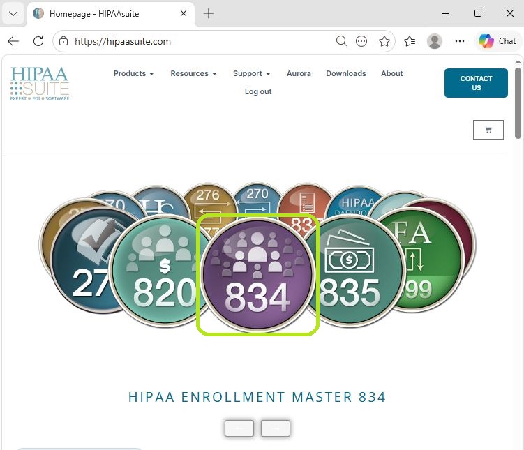 The Enrollment Master 834 Icon in the HIPAAsuite website homepage. The Enrollment Master 834 Icon in the HIPAAsuite website homepage.