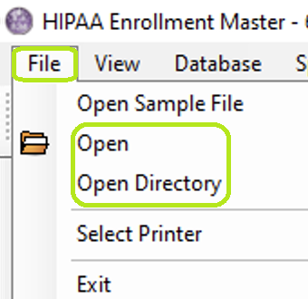 In the "File" tab menu, you can select if you want to open a file or directory.