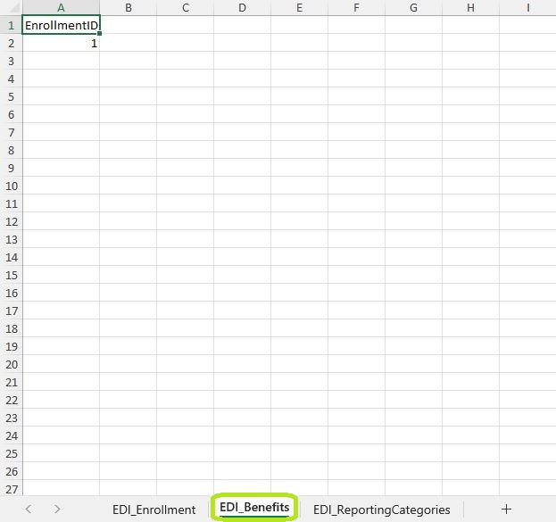 Sample of a multiple sheet Excel spreadsheet in the "Benefits" tab. Sample of a multiple sheet Excel spreadsheet in the "Benefits" tab.