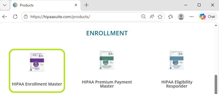 The Products page after clicking on the Products option at the top left of the website. The Products page after clicking on the Products option at the top left of the website.