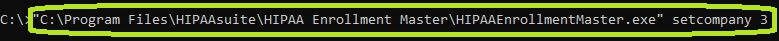 The command argument "setcompany 3" in Command Prompt.