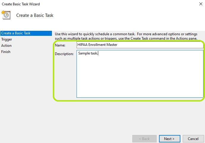 Fill in the "Name" and "Description" text boxes.