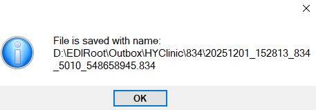 Pop-up confirmation of file saved.