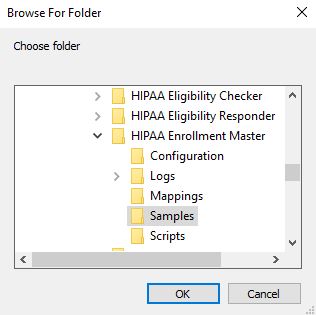 The "Browse for Folder" pop-up.