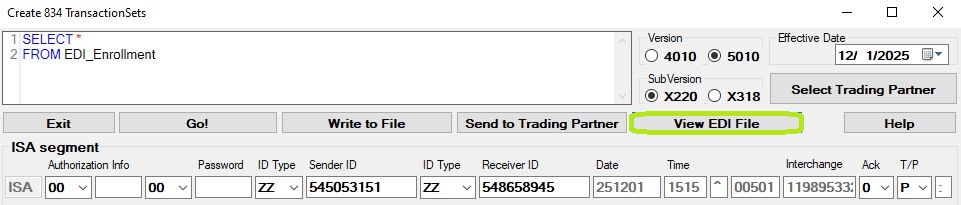 The "View EDI File" button.
