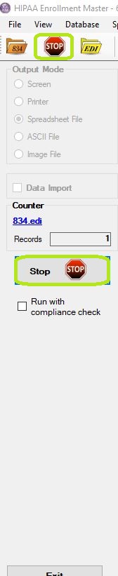 The "Run" button is replaced by a "Stop" button.