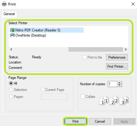 Choose your printer from the "Select Printer" box. Choose your printer from the "Select Printer" box.