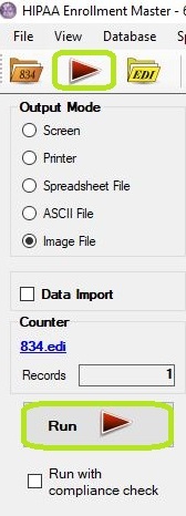 The "Run" button options in the main window.