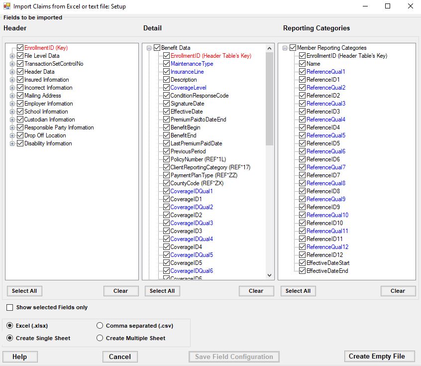 The "Spread Sheet Import SetUp" window. The "Spread Sheet Import SetUp" window.