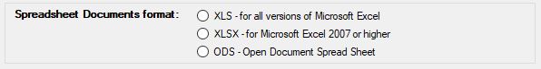 Select the spreadsheet format. Select the spreadsheet format.