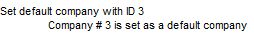 The log entry for the default company after the change.