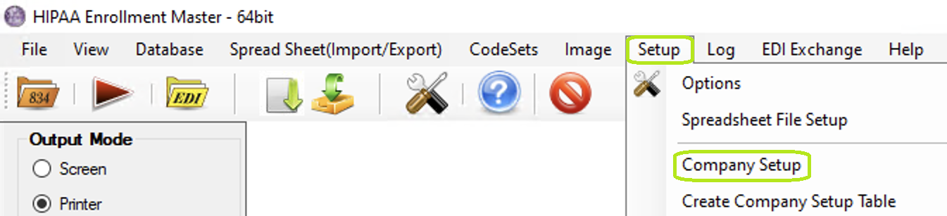 The "Setup" menu and "Company Setup" button.